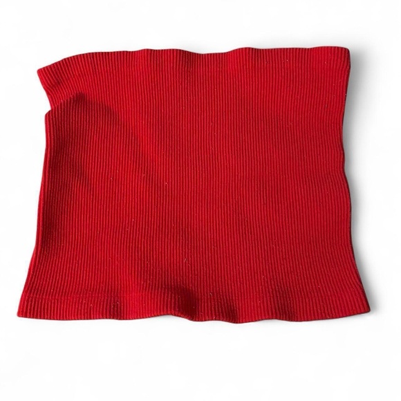 Free People Red Ribbed Crop Top - Picture 1 of 2